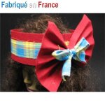 Coiffe antillaise - accessoire de dguisement - feutre et madras - rouge