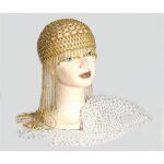 Coiffe en perles argent charleston - orientale - clopatre