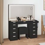 Coiffeuse avec 11 tiroirs yitahome miroir de maquillage avec prise de courant noir