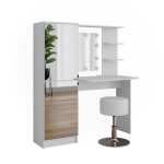 Coiffeuse 123cm avec �clairage led et tabouret blanc vicco