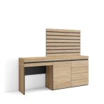 Coiffeuse, 177x35x145 cm, avec tiroir, commode, buffet, panneaux muraux en bois, chne, rf3479