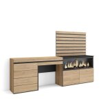 Coiffeuse 234x35x145 cm avec tiroir chemine lectrique xxl commode buffet panneaux muraux en bois chne ...