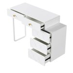 Coiffeuse avec 5 tiroirs 90x40x73. 5cm style minimaliste sans miroir ni tabouret motif ondul table de ...