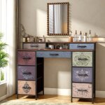 Coiffeuse avec 9 tiroirs en tissu style boh�me coiffeuse chambre � coucher commode longue pour placard ...