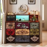 Coiffeuse commode � tiroirs avec led et usb 13 tiroirs en tissu armoire de rangement r�tro pour chambre ...