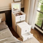 Coiffeuse (comprend un tabouret de maquillage) 50x40x80cm table de chevet multifonctionnelle avec miroir ...