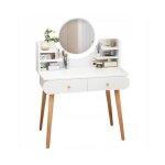 Coiffeuse cosmétique avec miroir style scandinave 120 cm Coiffeuse cosmétique avec miroir style scandinave 120 cm