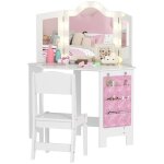 Coiffeuse enfant 2 en 1 avec tabouret - aiyaplay - miroir triptyque et lumi�res led bicolores - 936 x ...