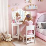 Coiffeuse enfant 2 en 1 avec tabouret miroir triptyque et lumi�res led bicolores 936 x 485 x 1115 cm ...