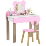 Coiffeuse enfant rose ours avec miroir tabouret et tiroir - id�e cadeau pour petite fille - meuble chambre ...