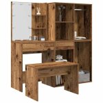 Coiffeuse - ensemble avec led - vieux bois - bois ding�nierie - miroir inclus