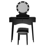 Coiffeuse avec miroir et clairage led home deluxe miranda - noir