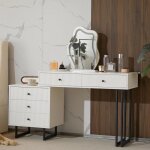 Coiffeuse - non spcifi - 100 * 40 * 76 cm - miroir led 3 couleurs - 5 tiroirs - design moderne