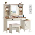 Coiffeuse - helloshop26 - liry - miroir avec �clairage - 2 tiroirs - style rustique