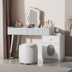 Coiffeuse avec miroir led - lemonbest - 100 x 40 x 75 cm - 3 tiroirs - led tactile (3 spots) - blanc
