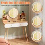 Coiffeuse avec miroir led miroir coiffeuse avec �clairage et multiprise tabouret rembourr� blanc et dor� ...