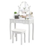 Coiffeuse avec miroir led - relax4life - 10 ampoules led - 3 températures de couleur - tabouret rembourré ... Coiffeuse avec miroir led - relax4life - 10 ampoules led - 3 températures de couleur - tabouret rembourré ...