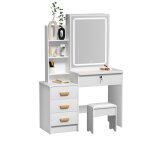 Coiffeuse avec miroir led et tabouret - miroir sliding - 3 modes déclairage - 4 tiroirs et 7 Étagères ... Coiffeuse avec miroir led et tabouret - miroir sliding - 3 modes déclairage - 4 tiroirs et 7 Étagères ...