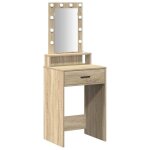 Coiffeuse moderne - vidaxl - 50x41x140 cm - marron - bois ding�nierie - led autour du miroir - port usb ...