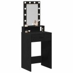 Coiffeuse moderne - vidaxl - noir - 50x41x140 cm - bois ding�nierie - �clairage led int�gr� - avec tiroir ...