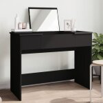 Coiffeuse - noir - 100x45x76 cm - bois ding�nierie - miroir inclus