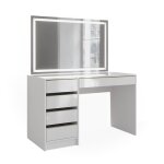 Coiffeuse sherry 120 cm avec miroir led blanc / or vicco