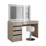 Coiffeuse sherry 120 cm avec miroir led et tabouret gr�ge vicco