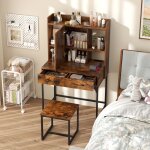 Coiffeuse avec tabouret et miroir - relax4life - armoire cachée derrière miroir - station de charge - ... Coiffeuse avec tabouret et miroir - relax4life - armoire cachée derrière miroir - station de charge - ...