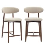 Lot de 2 chaises de bar ? tabourets modernes assise confortable en tissu pour comptoir structure en bois ...