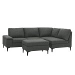 Colchester - canap� dangle 4 / 5 places en tissu chenille gris anthracite avec pouf et espace de rangement ...