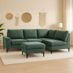 Colchester - canapé dangle 4 / 5 places en tissu chenille vert avec pouf et espace de rangement Colchester - canapé dangle 4 / 5 places en tissu chenille vert avec pouf et espace de rangement