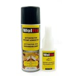 Lot de 2 set / colle instantan�e wolfix super colle extra forte avec activateur (2 x 50g + 2 x 200ml) ...