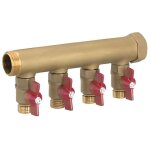 Collecteur mf 3 - 4 avec vanne 1 - 2 porte plate