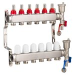 Collecteur plancher chauffant / rafraichissant en inox 6 d�parts / retours noyon & thiebault