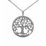 Collier 45cm pendentif arbre de vie cercle en argent massif 925 avec boite pour offrir