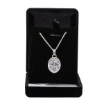 Collier 50cm avec pendentif fleur de lys ovale - mdaille et chaine en argent massif 925 vritable et ...