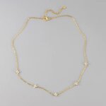 Colliers en acier inoxydable et zircon pour femmes plaqu or 18 carats chane  quatre feuilles dherbe ...
