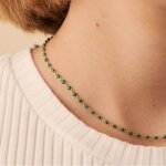 Collier - agatha - smarty - vert / dor - laiton dor 750 / 1000 - ajustable avec perles dmail
