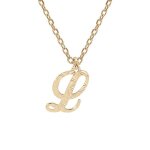 Collier en argent et dorure jaune chane avec pendentif lettre anglaise l diamant 40 + 4cm