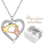 2splendid� collier femme orn� de cristal autrichien - pendentif finition dor�e - id�e cadeau anniversaire ...