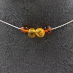 Collier - a bijoux - ambre vritable - 4 perles - acier inoxydable - longueur 45 cm