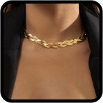 Collier boho ras du cou dor� collier de plage cha�ne serpent pour femmes et filles or