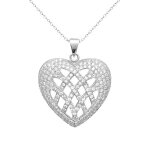 Collier c?ur femme argent 925 ? pendent c?ur 21mm serti doxydes de zirconium ? cha�ne 45cm ? bijou poin�onn� ...