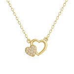 Collier c?urs femme ? plaqu� or 18 carats & zirconium ? pendentif double c?ur �tincelant 40 + 5 cm ? ...