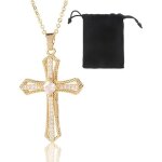 Collier de cha�ne en croixcha�ne plaqu�e or hypoallerg�nique 18 caratscadeau de bijoux de modepour femme ...