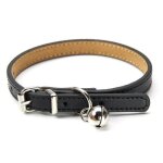 Collier pour chat - aucuneary - taille m - cuir noir - longueur r�glable 30 - 38 cm