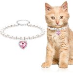 Collier de chat en perles joli collier rose avec strass pour animaux de compagnie couleurs multiples ...