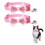 Collier pour chat - personnalis - rose - anti - tranglement - rglable - avec clochette