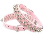 Collier pour chien - non spcifi - rivet - simili cuir - rose - taille m