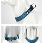 Collier pour chien confortable en nylon rembourr� + bande r�fl�chissante 3m. couleur bleu roy taille ...